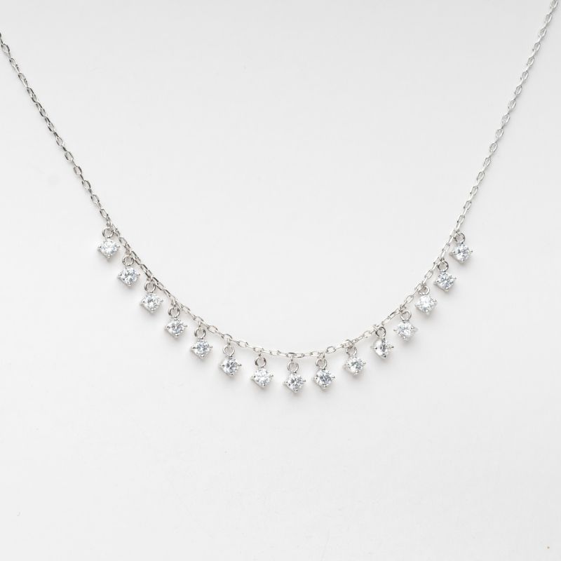 Dangling Zircon Stones Silver Necklaces