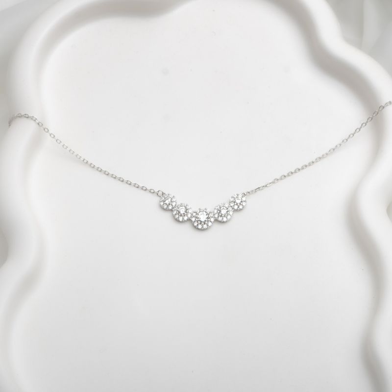 Radiant Glow Silver Necklace-White