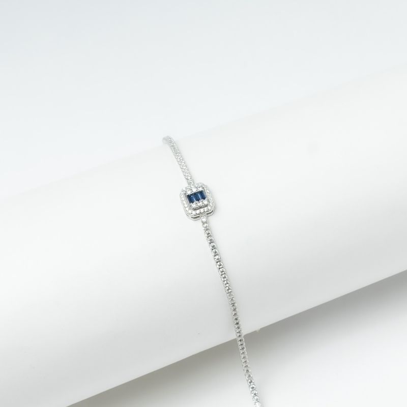 Tennis Sapphire Baguette Silver Bracelet