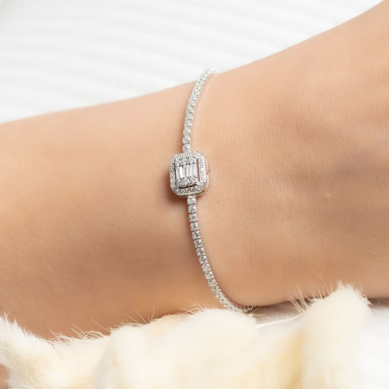 Tennis Baguette Silver Bracelet