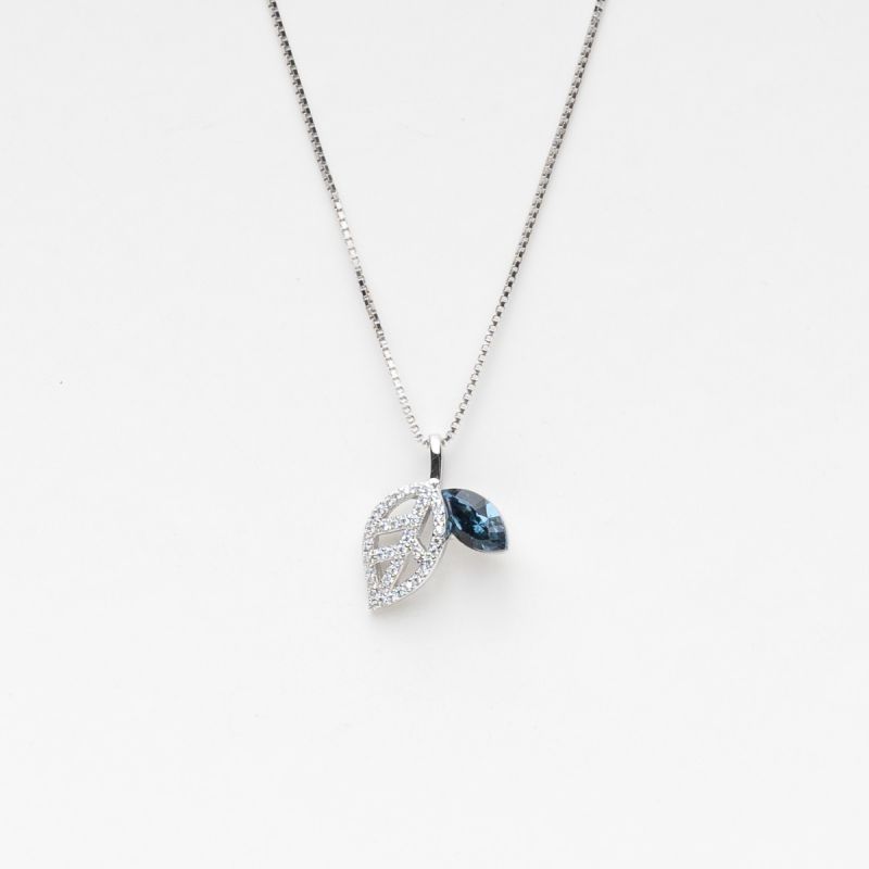 Tree Branch Blue Sapphire Silver Necklace