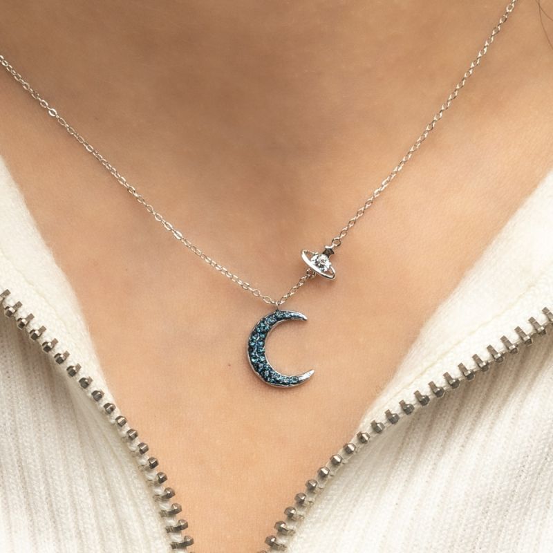 Dreamy Crescent Silver Necklace