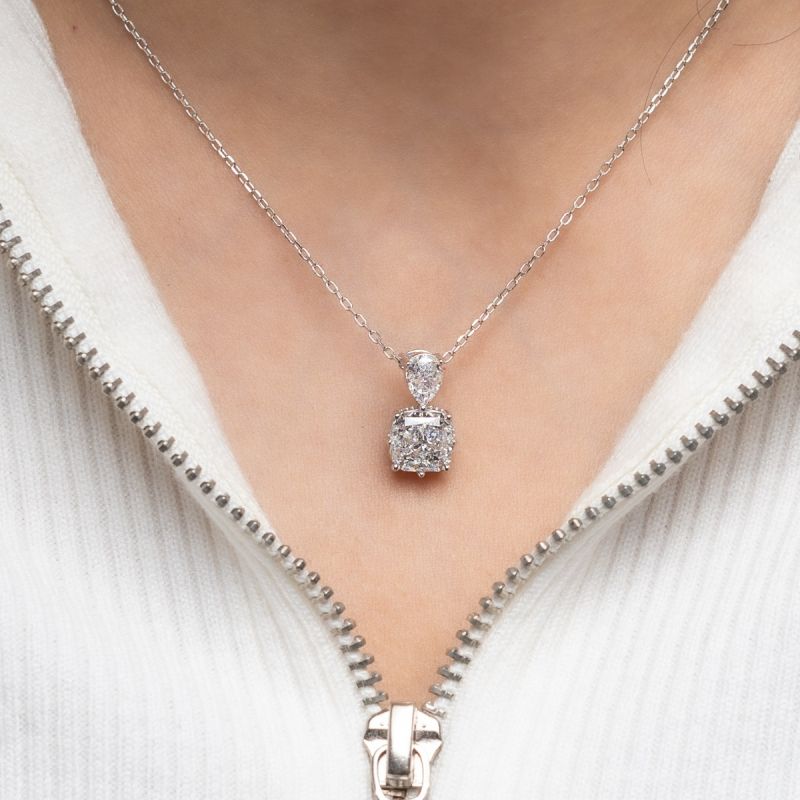 Shiny Ice Cut Stone Silver Necklace