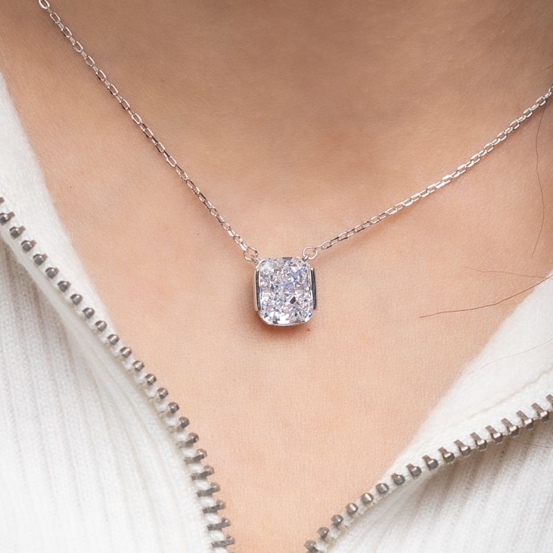 Crystal Ice Cut Stone Silver Necklace