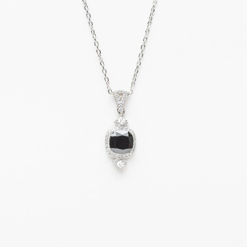 Classic Glamour Silver Necklace-Black