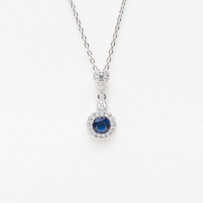 Blue Sapphire Glow Silver Necklace