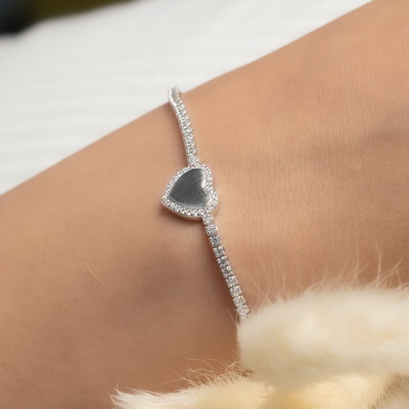Tennis Heart Center Silver Bracelet