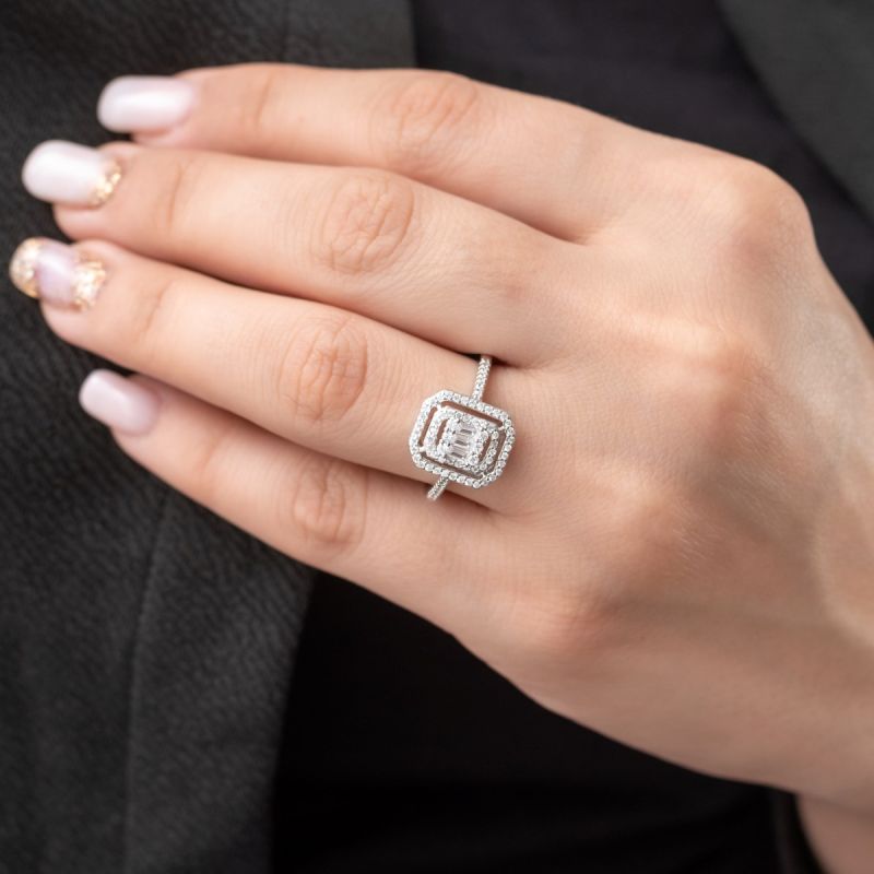 Baguette Stones Silver Ring