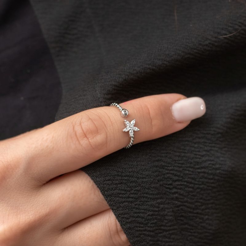 Blooming Flower Silver Ring