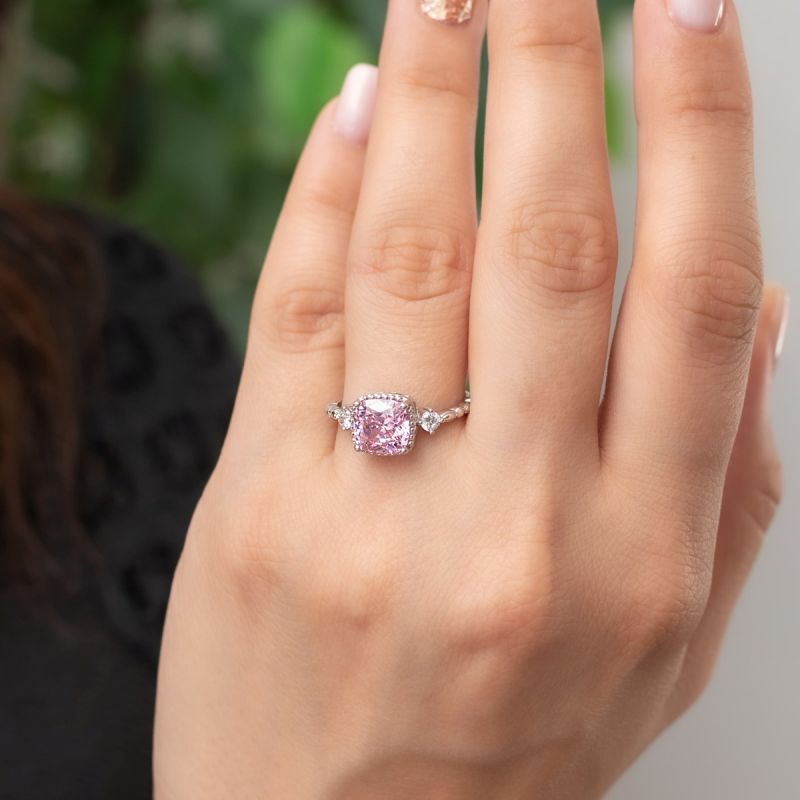 Pink Stone Silver Ring