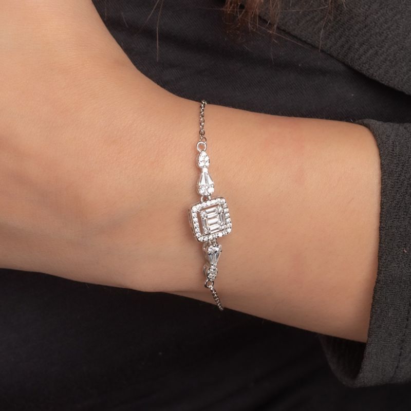 Radiant Baguette Silver Bracelet