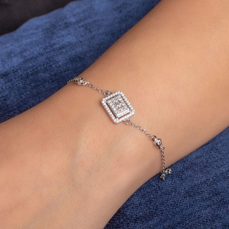 Square Baguette Silver Bracelet