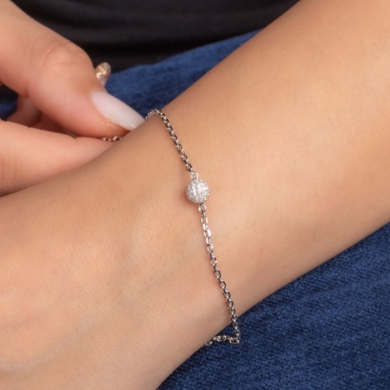 Zircon Ball Silver Bracelet