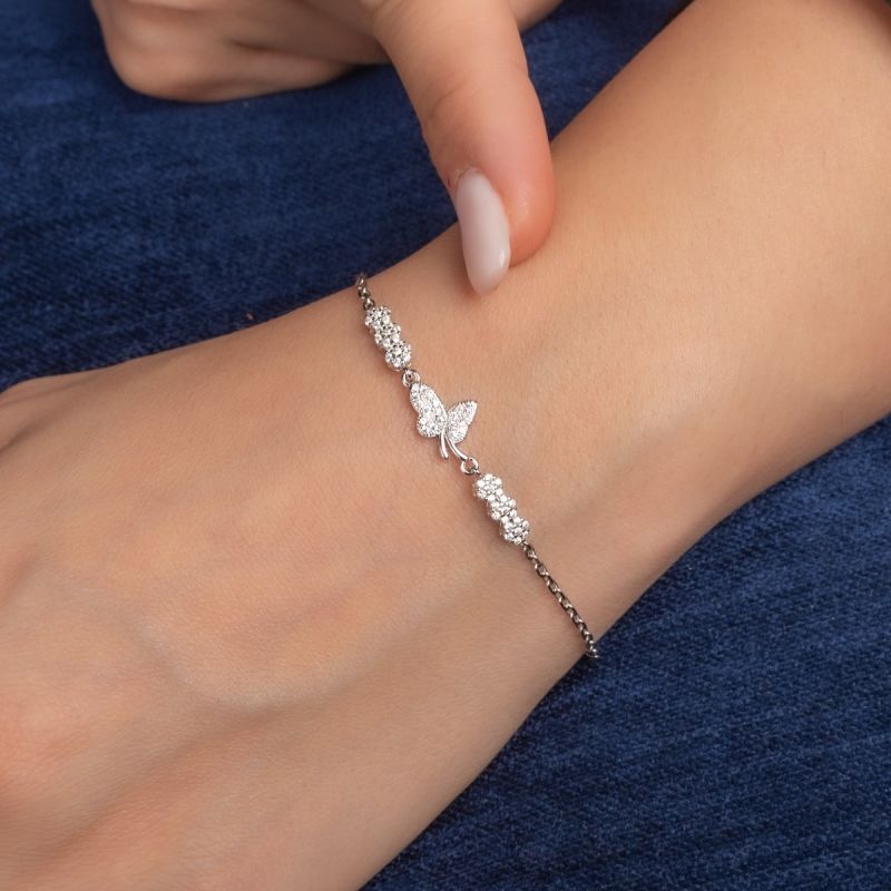 Cute Butterfly Silver Bracelet