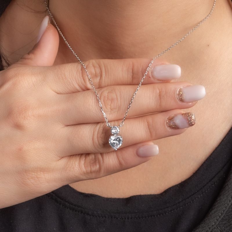 Shiny Heart Silver Necklace