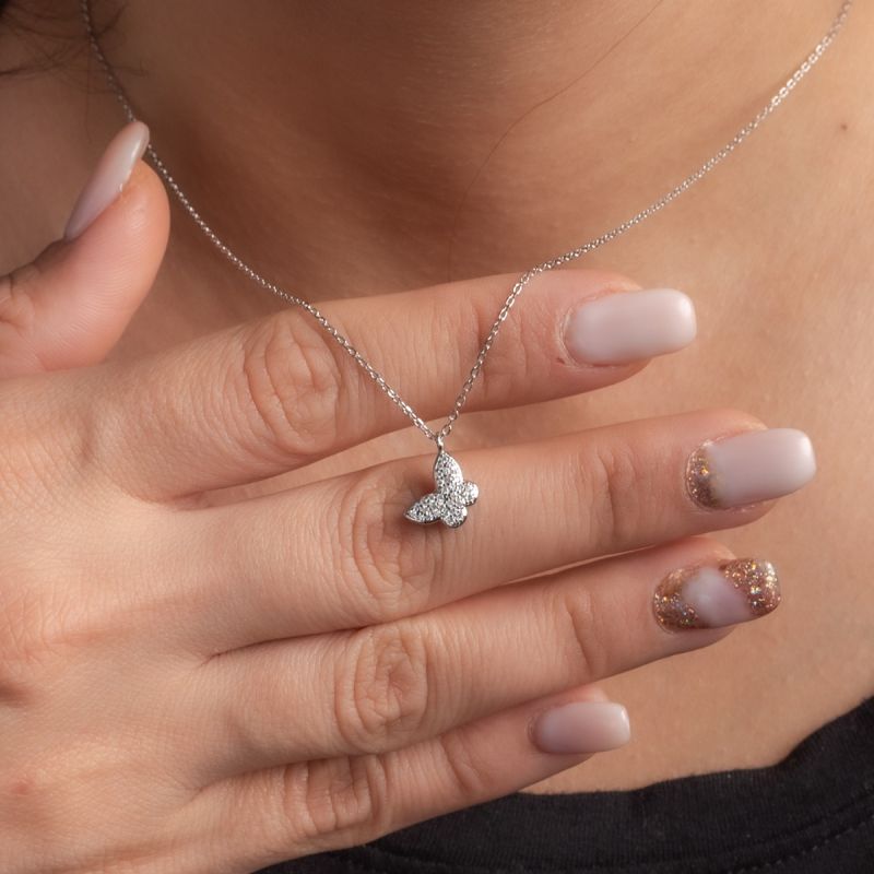 Delicate Butterfly Silver Necklace