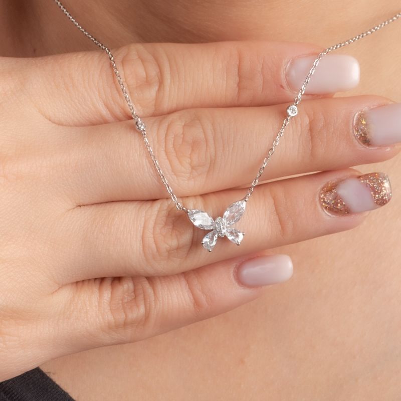 Shiny Butterfly Silver Necklace