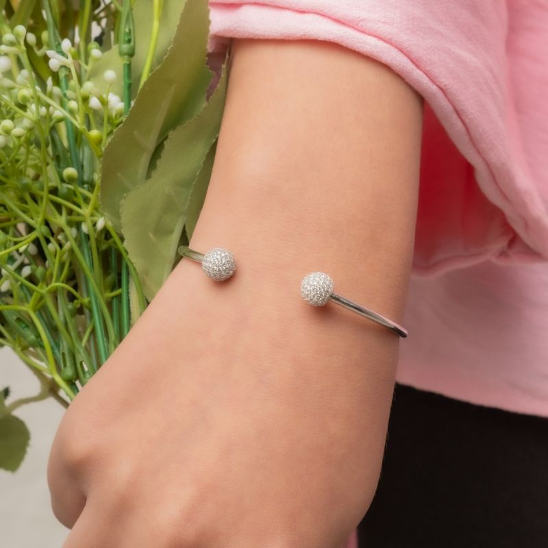 Sparkle Ball Silver Bangle