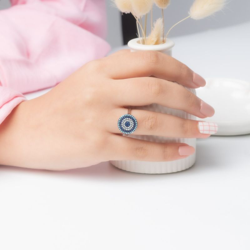 Evil Eye Spark Silver Ring